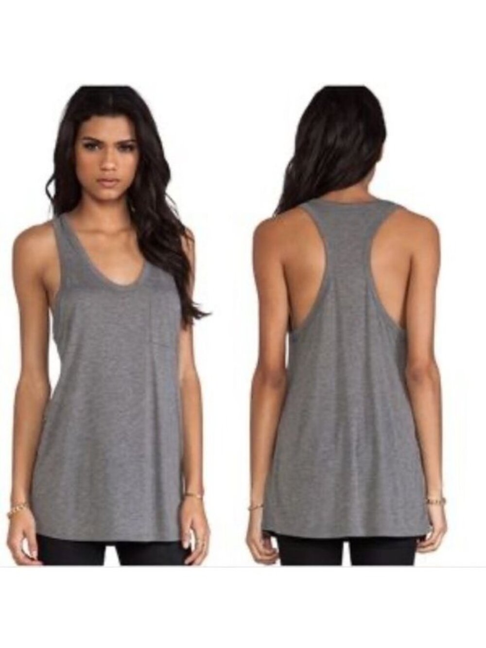 Kavio! Gray Racerback Tank Top X-Large Cotton/Polyester Blend Womens Casual Slee - Picture 5 of 8